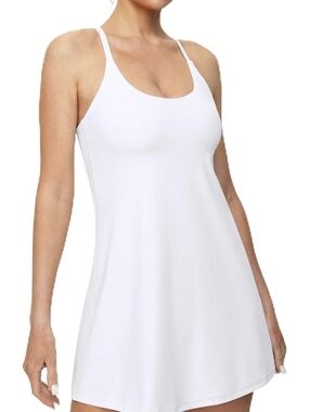 Sleek White Scoop Neck Mini Dress w/Shorts